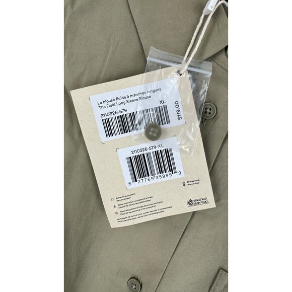 Frank And Oak The Fluid Long Sleeve Blouse Weeping Willow Green Womens XL New - Picture 6 of 11